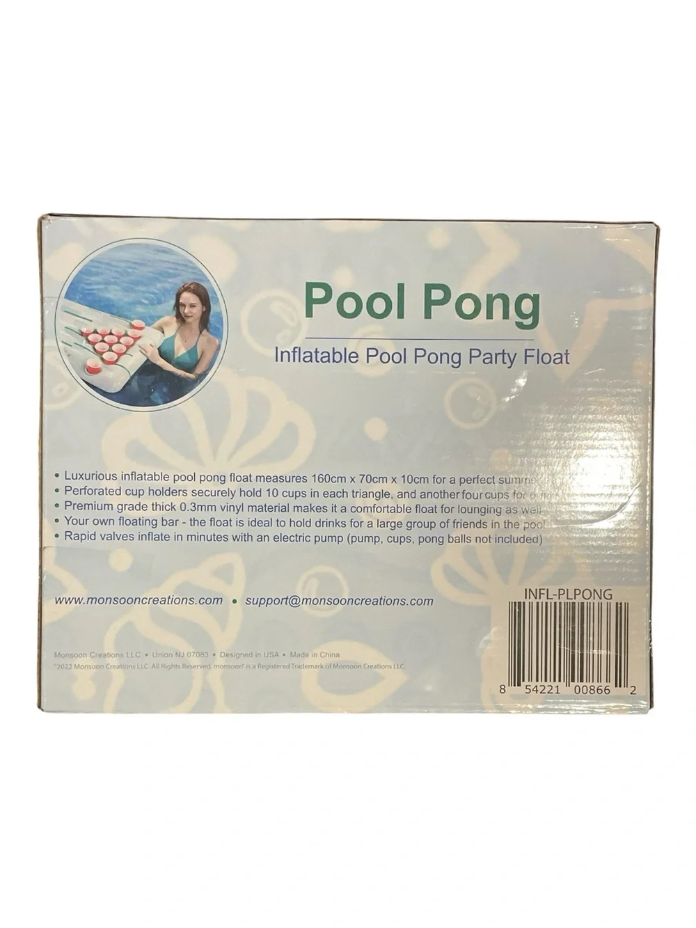 Monsoon [Pool Pong] Inflatable Pool Party Games Floating Beer Pong Table Swimmin